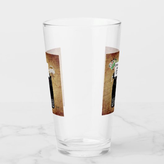 Kerstman, kerstschrijfmachine met Goede Lijst voo Glas (Rechts)