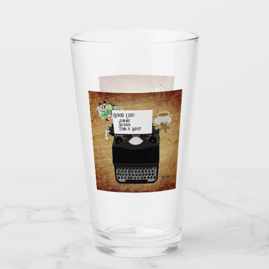 Kerstman,  kerstschrijfmachine met Goede Lijst voo Glas (Voorkant)