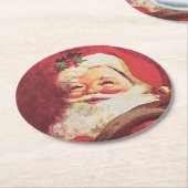 Kerstman Kerstset van 6 Ronde Kartonnen Onderzetter (Gebogen)