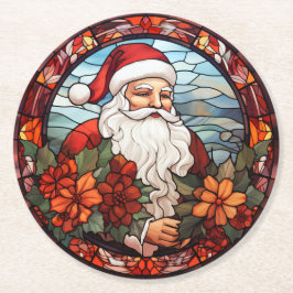 Kerstman Kerstset van 6  Ronde Kartonnen Onderzetter