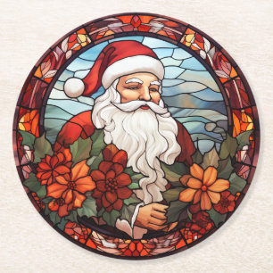 Kerstman Kerstset van 6 Ronde Kartonnen Onderzetter