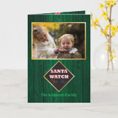 Kerstman Kerststal Houten Familiefoto Pret Kaart (Gele Bloem)