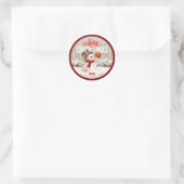 Kerstman Kerststicker – Prettig Kerstfeest  Ronde Sticker (Tas)