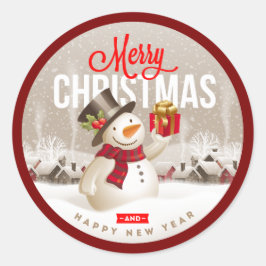 Kerstman Kerststicker – Prettig Kerstfeest  Ronde Sticker