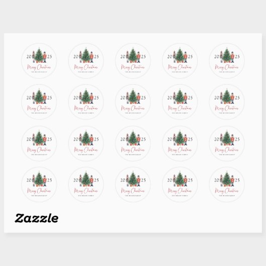 Kerstman Kerststicker Ronde Sticker (Vel)