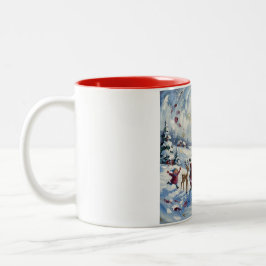 Kerstman Kersttafereel Tweekleurige Koffiemok
