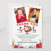 Kerstman Kerstvakantie Feestje 2 Foto Bedankkaart (Voorkant)