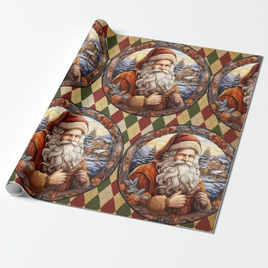  Kerstman Kerstvakantie Kerstmis Cadeaupapier (Uitgerold)