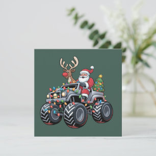 Kerstman Kerstvakantie Kinderen Monster Truck Feestdagenkaart