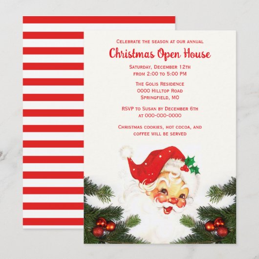 Kerstman Kerstvakantie Open Huis Kaart (Voorkant / Achterkant)