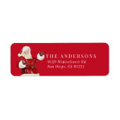 Kerstman Kerstvakantie Rood Retouradres Etiket (Voorkant)