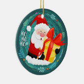 Kerstman Kerstversiering - Ho Ho Gift Keramisch Ornament (Rechts)