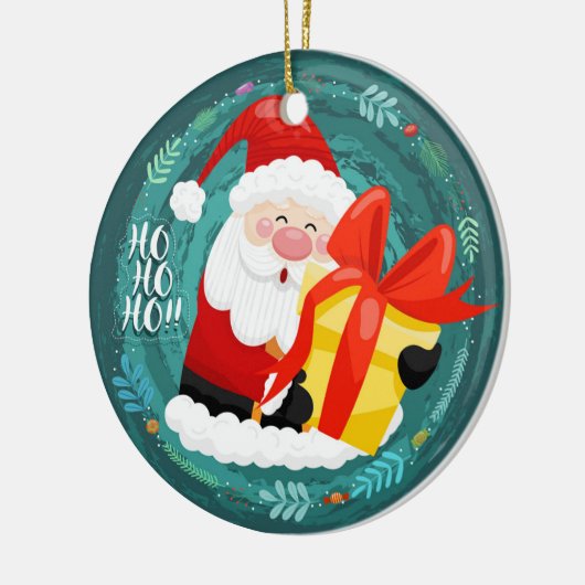 Kerstman Kerstversiering - Ho Ho Gift Keramisch Ornament (Links)