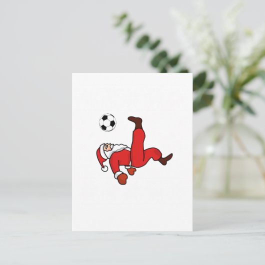 Kerstman Kerstvoetballer Feestdagenkaart (Staand voorkant)