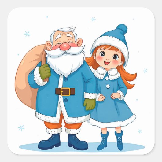 Kerstman Kerstvreugde Winterfeest Magie Vierkante Sticker (Voorkant)