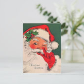 Kerstman kietelt zijn neus briefkaart (Staand voorkant)