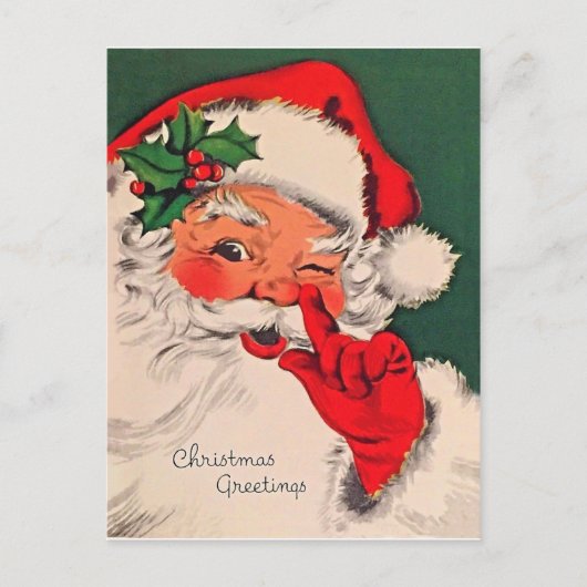 Kerstman kietelt zijn neus briefkaart (Voorkant)