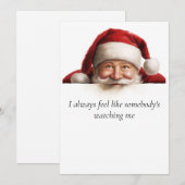 Kerstman kijkt grappige kerstkaart (Voorkant / Achterkant)