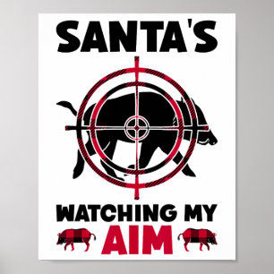 Kerstman kijkt mee met mijn richtkunst - Wilde zwi Poster