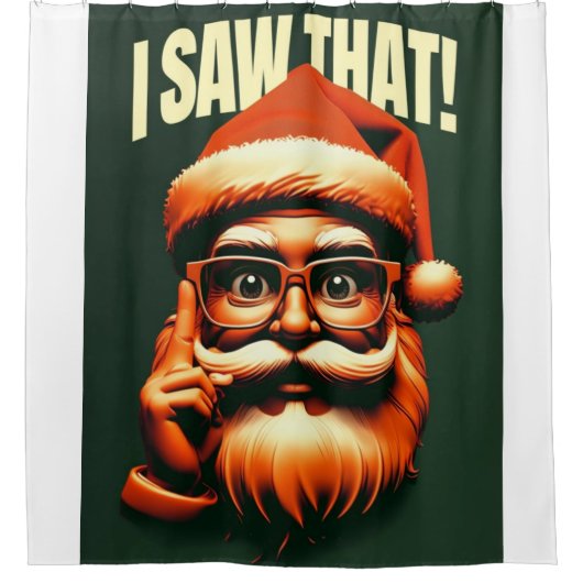 Kerstman kijkt naar je  douchegordijn (Voorkant)
