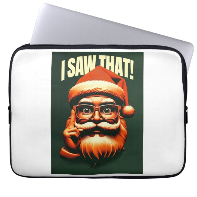Kerstman kijkt naar je  laptop sleeve (Voorkant)
