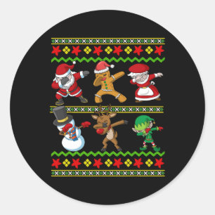 Kerstman Kinder kerstman Mannen Dabbing Squad Ronde Sticker