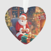 Kerstman, Kinder naam Kerstfoto Hartboom Ornament (achterkant)