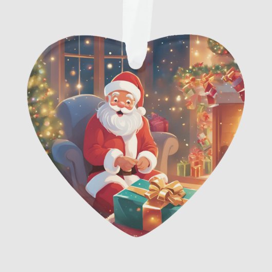 Kerstman, Kinder naam Kerstfoto Hartboom Ornament (achterkant)