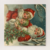 kerstman, kinderen en kerstboom legpuzzel (Horizontaal)