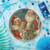  kerstman, kinderen en kerstboom papieren bordje (Feest)