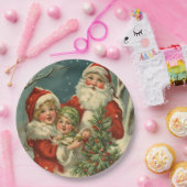  kerstman, kinderen en kerstboom papieren bordje (Feest)