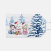 Kerstman kitten, dennen kerst cadeaulabel (Voorkant (Horizontaal))