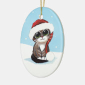 Kerstman Kitten in een Santa Hat Keramisch Ornament (Links)