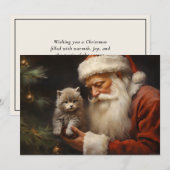 Kerstman Kitten Kat Prettig Kerstfeest Feestdagenkaart (Voorkant / Achterkant)