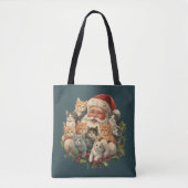 Kerstman Kitten Kerstmis Retro 90s Oude Kat  Tote Bag (Voorkant)