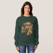 Kerstman Kitten Kerstmis Retro 90s Oude Kat Trui (Voorkant volledig)