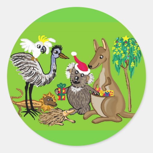 Kerstman klauwen koala ronde sticker (Voorkant)
