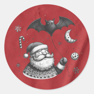 Kerstman Klauwen Rood Ronde Sticker