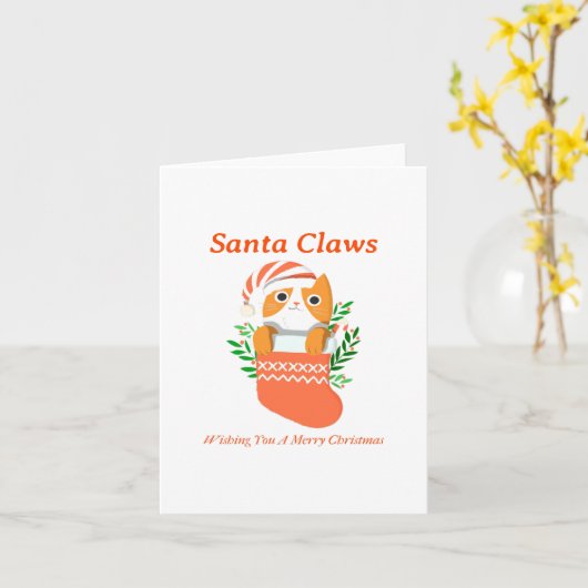Kerstman Klauwen wenst je een vrolijk kerstfeest Kaart (Gele Bloem)