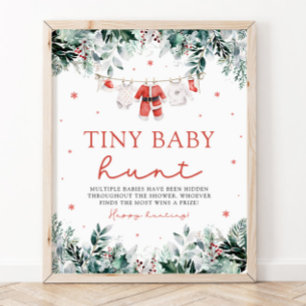 Kerstman Kleding Baby shower Tiny Baby Hunt Poster