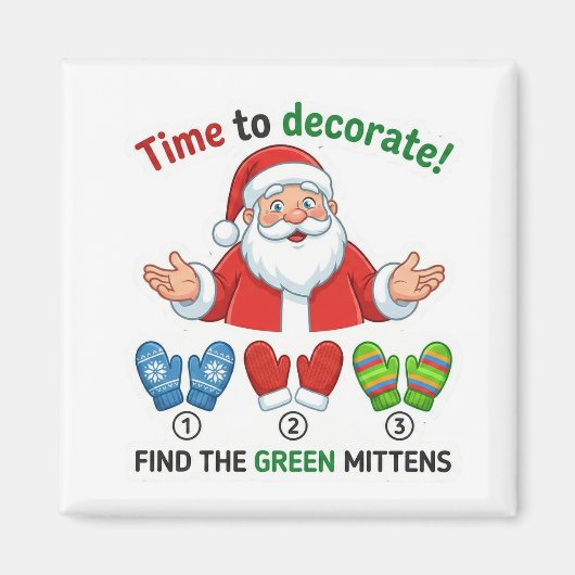 Kerstman Kleuren Leren Spel Groene Mutsen Magneet (Voorkant)