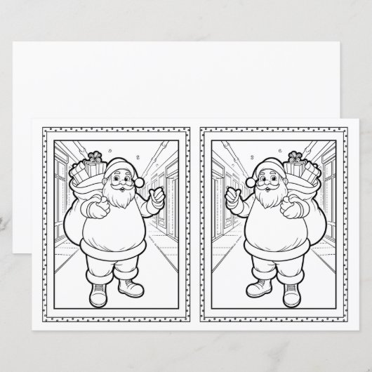 Kerstman kleurplaat voor kinderen (Voorkant / Achterkant)