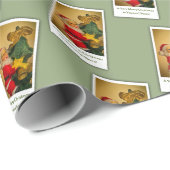 Kerstman klimmen de kerstboom, aangepaste salie cadeaupapier (Rol Hoek)