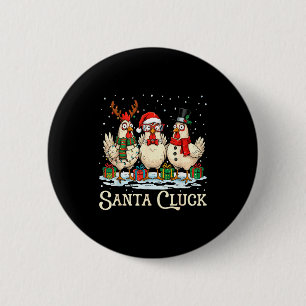 Kerstman Klok Hen Kerstmis Boerderij Dier Grappig Ronde Button 5,7 Cm