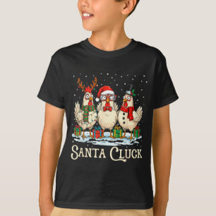 Kerstman Klok Hen Kerstmis Boerderij Dier Grappig  T-shirt