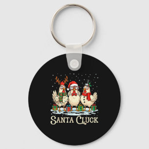 Kerstman Klok Kip Kerstmis Boerderij Dier Grappig  Sleutelhanger