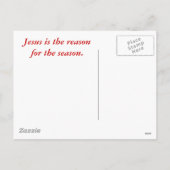 Kerstman knielt bij geboorte feestdagenkaart (Achterkant)