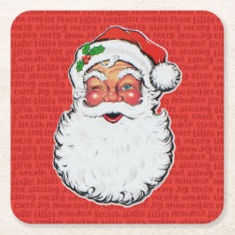 Kerstman Knikkert Klassiek Kerstpatroon 6 Kartonnen Onderzetters
