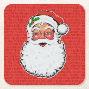 Kerstman Knikkert Klassiek Kerstpatroon 6 Kartonnen Onderzetters