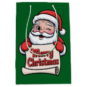 Kerstman Knipoog 🎅 "Prettig Kerstfeest" Medium Cadeauzakje (Voorkant)